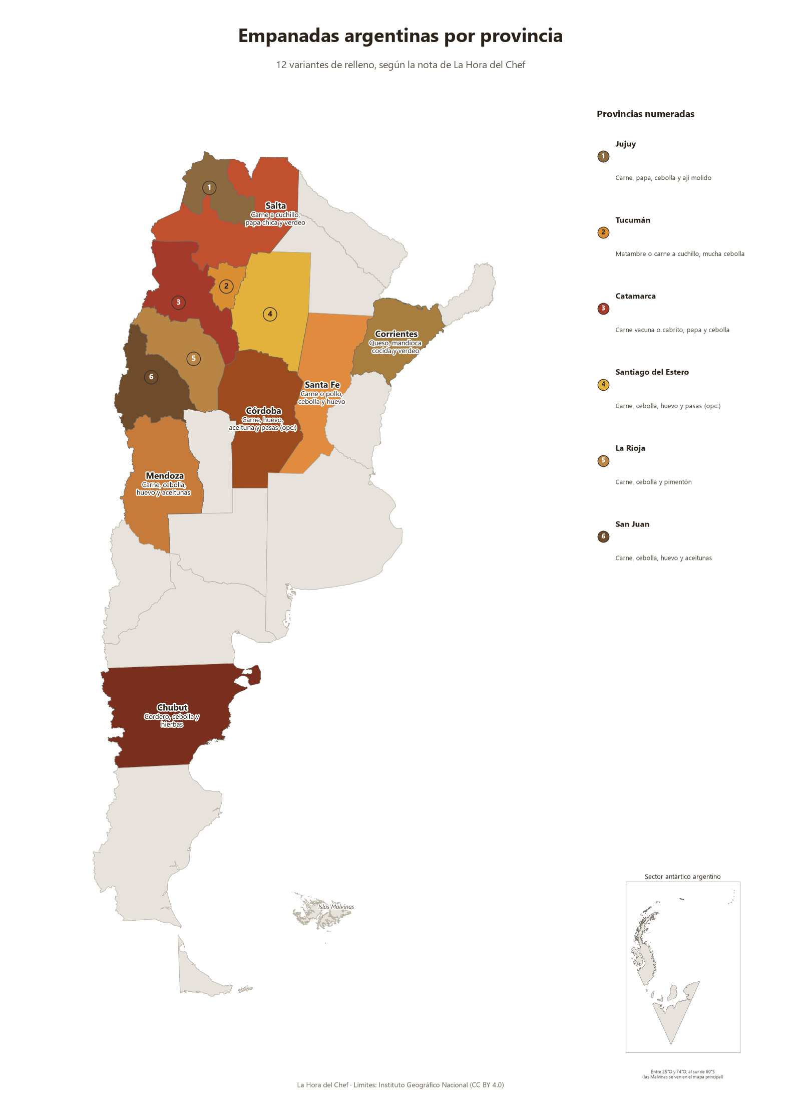 Mapa de empanadas argentinas por provincia: las 12 variantes de relleno ubicadas en el mapa de la Argentina