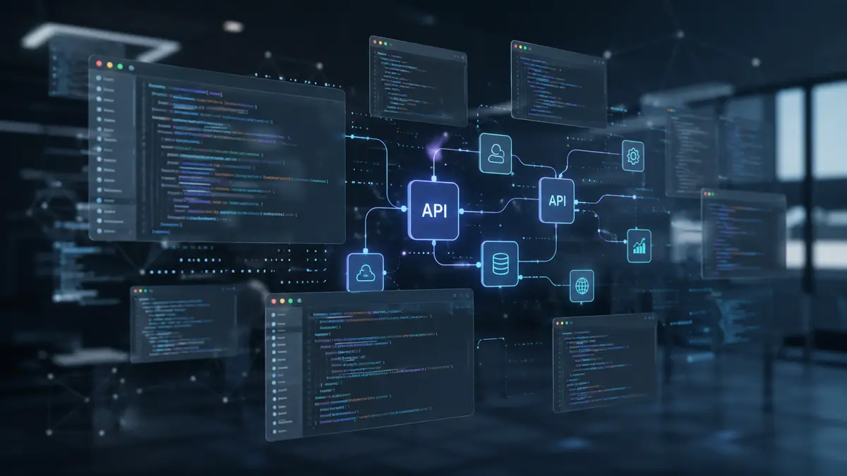 Concepto visual de una API de inteligencia artificial